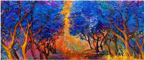 Tablou - Coroane de copac de toamnă, impresionism modern (120x50 cm)