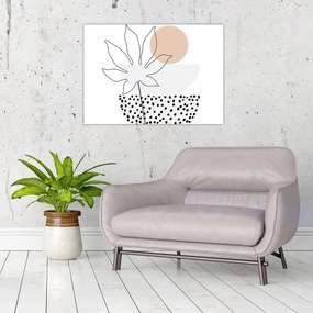 Tablou pe sticlă - Linie de artă flori N⁰3 (70x50 cm)