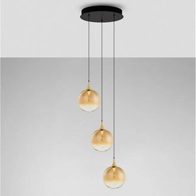 Lustra moderna cu 3 pendule LED, Metal, Sticla, Champaign, ORENDA