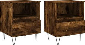 vidaXL Noptiere, 2 buc., stejar fumuriu, 40x35x50 cm, lemn compozit