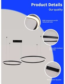 Lustră LED dimabilă Immax NEO 07216L FINO 93W/230V 60/80 cm negru Tuya + telecomandă