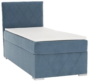 Pat boxspring, pat de o persoană, albastru, 90x200, stânga, PAXTON