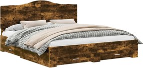 vidaXL Cadru de pat Stejar fumuriu 200 x 200 cm Lemn compozit