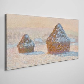 Tablou canvas Grainstacks Snow Monet Effect