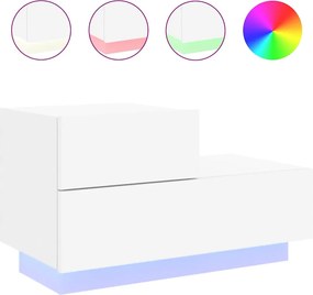 vidaXL Noptieră cu lumini LED, alb, 70x36x40,5 cm