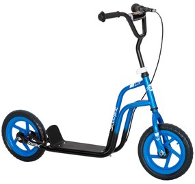 AIYAPLAY Trotinetă pentru copii cu ghidon reglabil, roți mari, suport de parcare, frână de mână, pentru copii cu vârste între 5-12 ani, Albastru | Aosom Romania