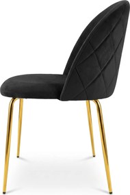 Scaun bucatarie INCA VELVET din catifea cu picioare aurii, neagra