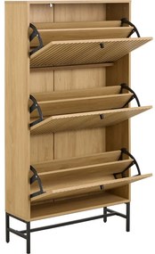 Pantofar în culoare naturală cu deschidere înclinată cu aspect de lemn de stejar 72x140x25 cm Albany – Actona