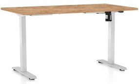 Masă înălțime reglabilă OfficeTech A, 120 x 80 cm, picioare albe, stejar kraft