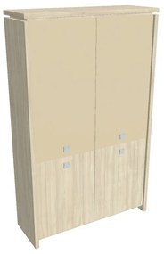 Dulap înalt Verno 128 x 46 x 210 cm, uși combinate, salcâm / vanilie