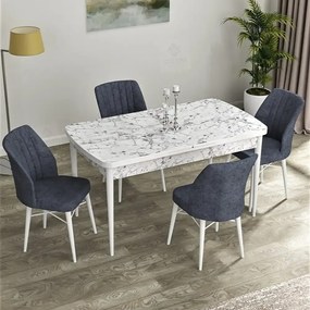 Masa de bucatarie extensibila Dining Homs marmura bej maro 170 x 80 cm