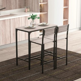 HOMCOM Set de Bar Bartisch cu 2 Taburete cu Spătar înalt pentru Bucătărie, Natural | Aosom Romania