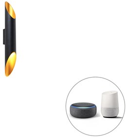 Lampă de perete inteligentă neagră 5,6 cm inclusiv 2 GU10 Wifi - Organo