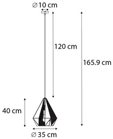 Lampă suspendată industrială aurie cu plasă - Carcass