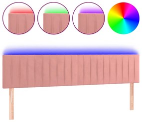 3121909 vidaXL Tăblie de pat cu LED, roz, 160x5x78/88 cm, catifea