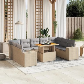 vidaXL Set canapele de grădină cu perne, 10 piese, bej, poliratan