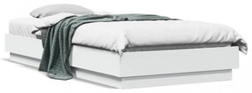 Cadru de pat cu lumini LED, alb, 90x200 cm