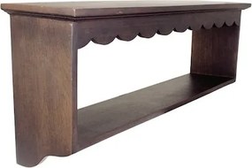Etajeră de perete din lemn de mango maro, cu forme decorative ondulate, 60 × 25.5 ×15 cm, „Sigurd"