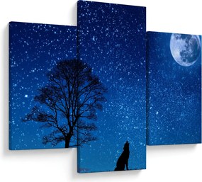Tablou - Lupul urlând la lună (90x60 cm)