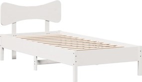 vidaXL Cadru pat fără saltea, alb, 90x190 cm, lemn masiv de pin