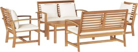 vidaXL Set de canapele pentru grădină 5 pcs natural Lemn solid de tec