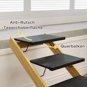 PawHut scară pentru câini, rampă pentru câini, reglabilă pe înălțime, antiderapant, pliabil, 83x40x62,5 cm, lemn/Alb | Aosom Romania