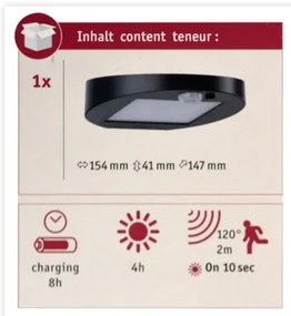 Paulmann 94246 - LED 1,2W IP44 Lampa solară de exterior cu senzor RYSE 3,7V