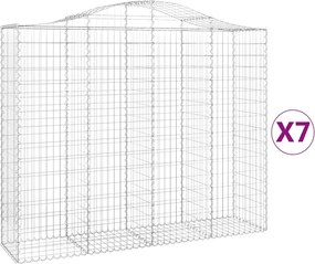 vidaXL Coșuri gabion arcuite 7 buc, 200x50x160/180 cm, fier galvanizat