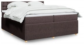 3287580 vidaXL Pat box spring cu saltea, maro închis, 200x200 cm, textil