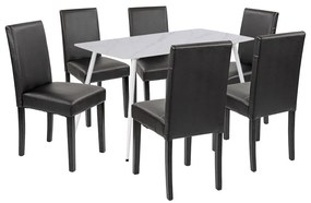 Set de masă Megan 6+1 alb-negru