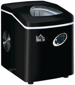 HOMCOM Mașină de Făcut Gheață Rapidă 15kg/24h Compactă Ușor de Utilizat Negru | Aosom Romania