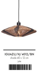 Lustra/Pendul eco din iuta Iguazu S disc 40cm, bl/nat