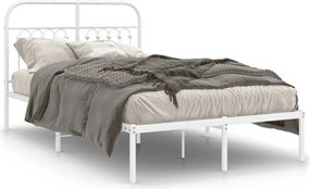 vidaXL Cadru de pat metalic cu tăblie, alb, 120x190 cm