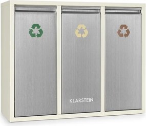 Klarstein ORDNUNGSHÜTTER 3, 45 L, alb-crem, cutie pentru deșeuri, 3 X 15 L