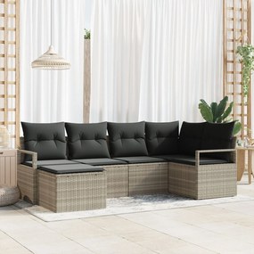 vidaXL Set de canapea de grădină 6 piese cu perne gri deschis din ratan poli