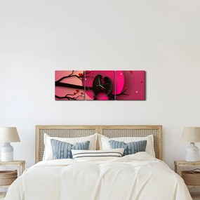 Tablou - Păsări îndrăgostite (cu ceas) (90x30 cm)