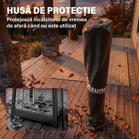 Outsunny încălzitoare Electrice cu Infraroșu 2000W IP65 Negre | Aosom Romania