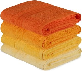 Set 4 prosoape baie RAINBOW, portocaliu/galben, bumbac, 50x90 cm