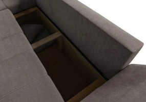 Colțar extensibil dumonde cu ladă de depozitare si sezut confortabil din spuma high-density, Loana Enjoy Kaki II 270x185 cm