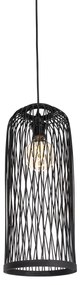 Lampă suspendată rustică pentru exterior din ratan negru cu 3 lumini - Calamus