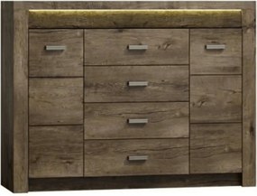 Comoda INFINITY I-07, frasin inchis, PAL melaminat, metal, 137x42x104