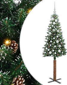 vidaXL Brad de Crăciun subțire Verde 150 cm PVC și lemn de PIN masiv