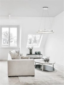 Lustra LED suspendata , dimabila, cristal design elegant AURELIA crom 60cm