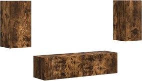 vidaXL Set comodă TV 4 pcs Stejar fumuriu Lemn compozit