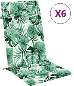 vidaXL Perne de scaun spătar înalt, 6 buc, model frunze, textil Oxford