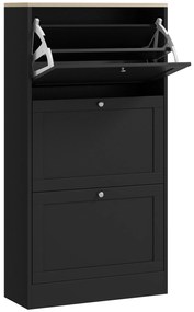 HOMCOM Dulap Îngust pentru Pantofi cu 3 Sertare și Rafturi Reglabile pe 2 Niveluri, 60x23,5x115 cm, Negru | Aosom Romania