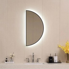 Oglinda cu iluminare LED Inter Ceramic semirotunda 40x80 cm finisaj negru