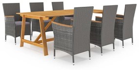 3068797 vidaXL Set mobilier de grădină, 7 piese, gri