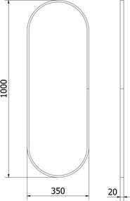 Mexen Loft oglindă baie ovală 100 x 35 cm, cadru negru - 9851-100-035-000-70