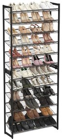 Suport Pentru Pantofi Cu 12 Niveluri, Rafturi Reglabile, Negru, 92.5 Cm